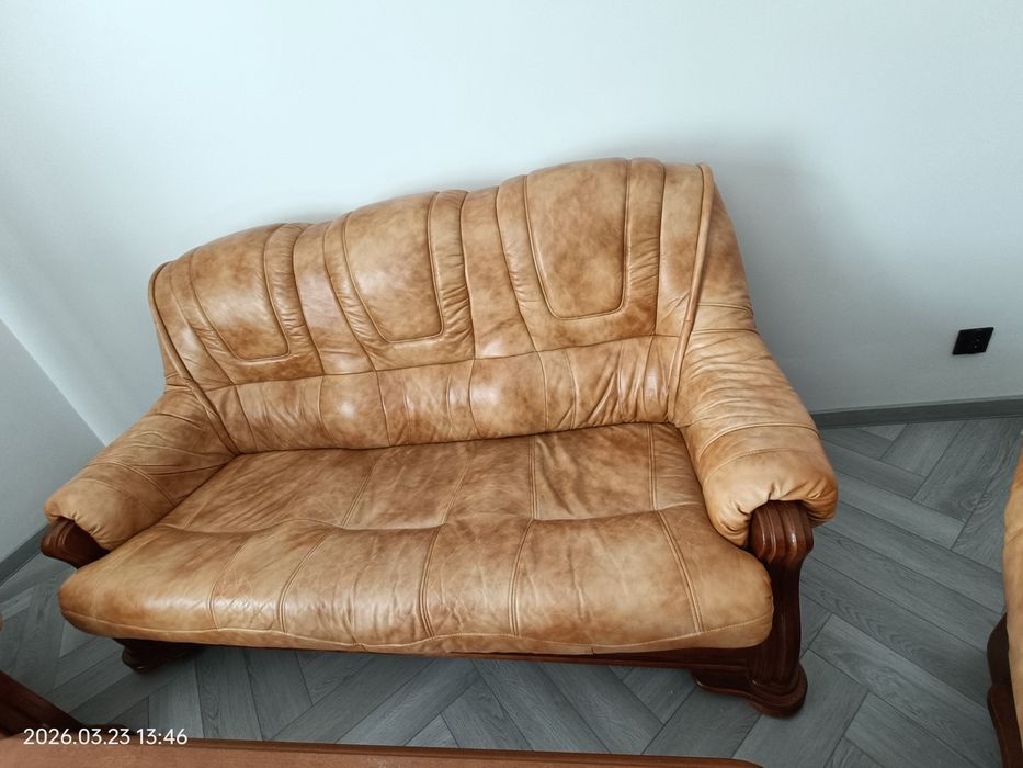 Skórzana sofa plus dwa fotele