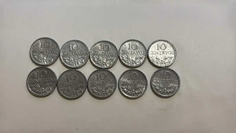 10 moedas de 10 centavos em alumínio - Portugal - 1973