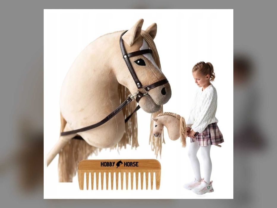Hobby Horse konik na kiju z grzywą i akcesoriami A4