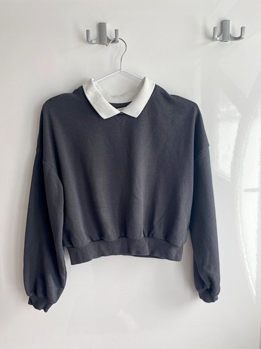 Сірий світшот для дівчинки з білим коміром