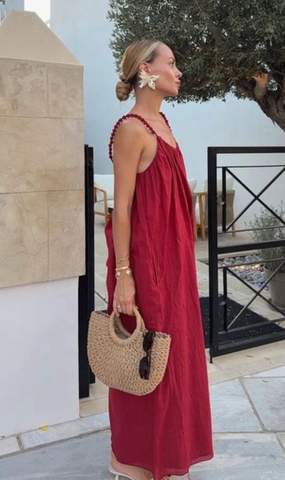 Viralowa burgundowa sukienka oversize ZARA r. XS i L na ramiączkach