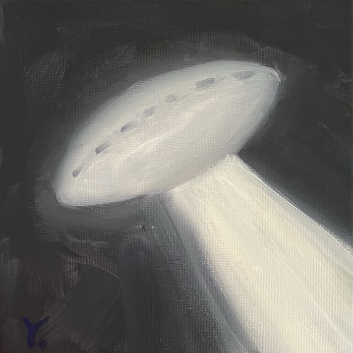 Картина на полотні «НЛО», 20 х 20 см, інтерʼєр,декор,сканді.