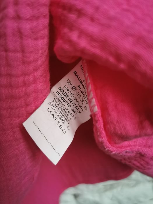 Made in Italy Oversize nowa muślinowa koszula bawełna różowa piękna