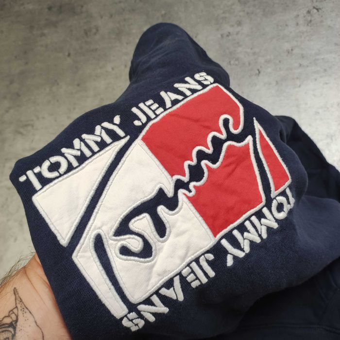 MĘSKA PREMIUM Bluza z Kapturem Hoodie Granat Haft Tommy Hilfiger Logo
