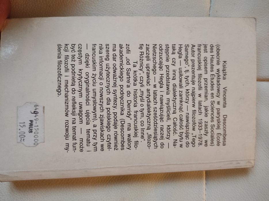 Descombes filozofia francuska, to samo i inne