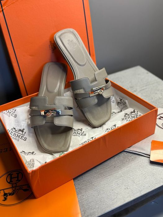 Шльопанці Hermes шльопки босоніжки жіночі шкіряні натуральні