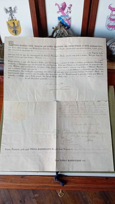 Cata patente com a assinatura da D. Maria, 1845