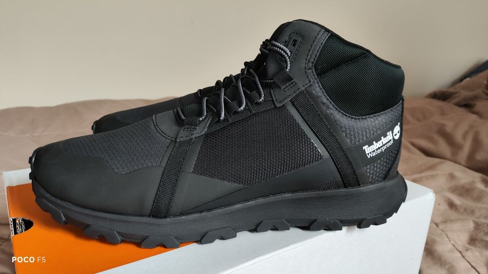 Timberland Winsor Trail czarne skórzane wodoodporne sneakersy  44,5