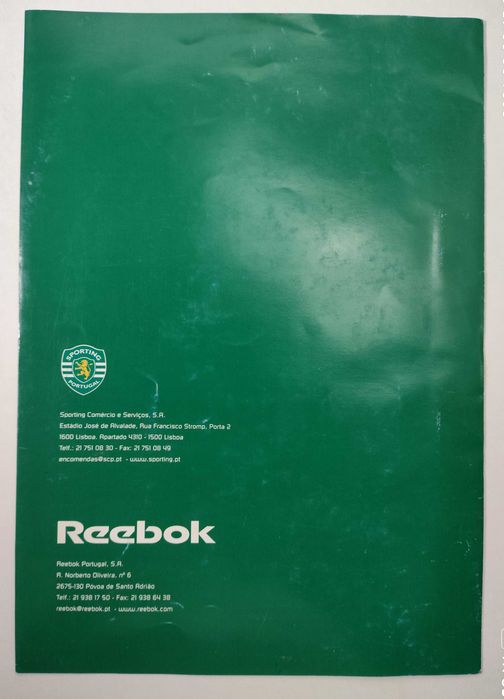 Sporting - Catálogo de equipamentos Reebok 2001/2002