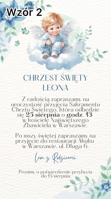 E-zaproszenie na telefon chrzest zaproszenie