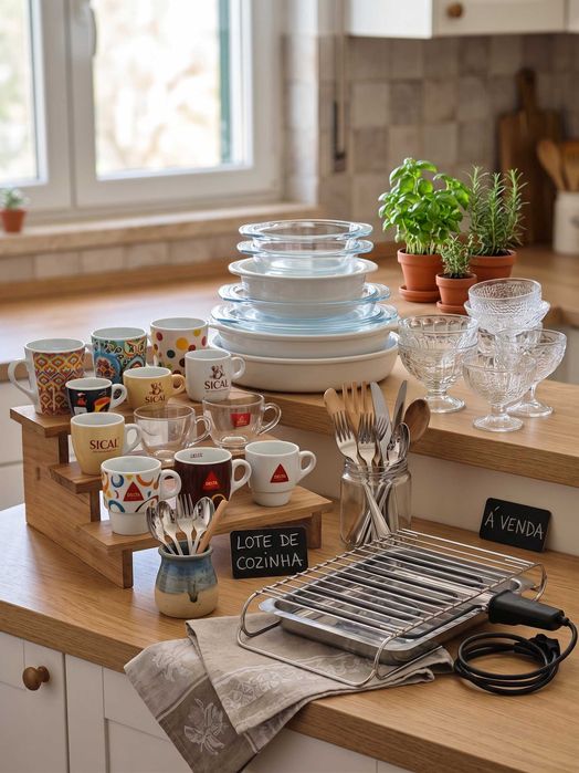 Grande Lote Cozinha: Grelhador Elétrico, Pyrex, Assadeiras e Loiça