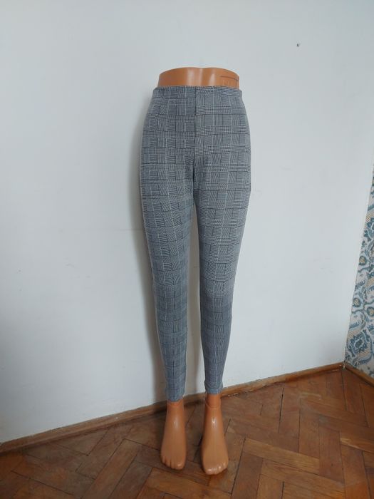 Szare spodnie w kratę Peacocks dopasowane elastyczne eleganckie 40 L