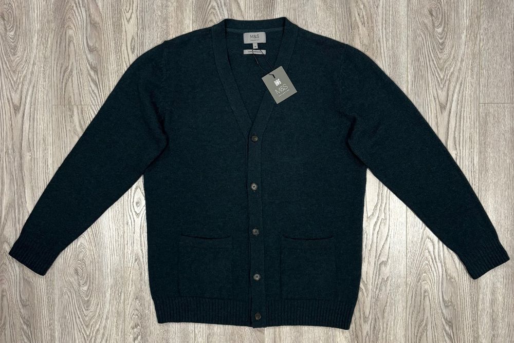 Marks & Spencer M Шерстяной Мужской кардиган свитер шерсти спенсер m