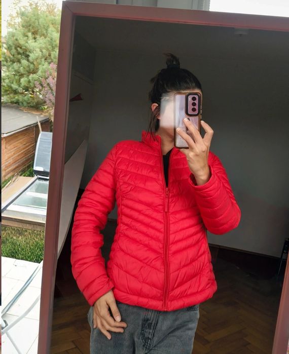 Pikowana kurtka przejściowa czerwona puffer jacket autumn Red M
