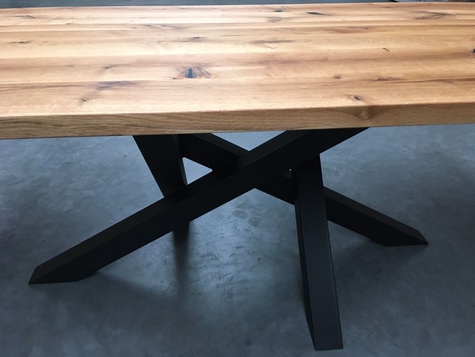 stół loft skandynawski industrialny dębowy lity