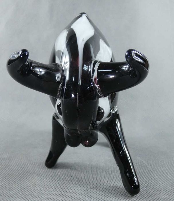 Figura szkło biały czarny MURANO BYK byczek figurka 25 cm
