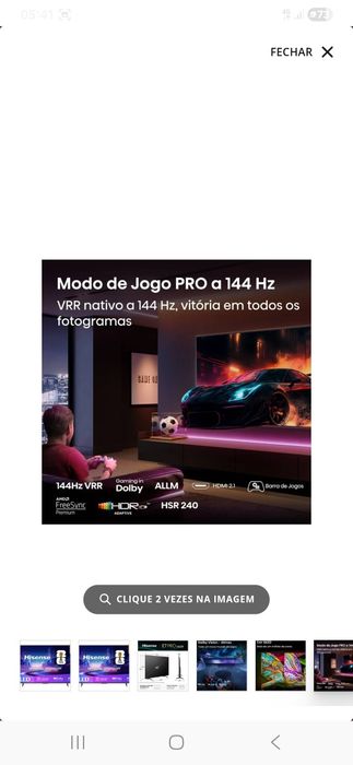 Smart TV QLed Hisense de 65 polegadas 144Hz
