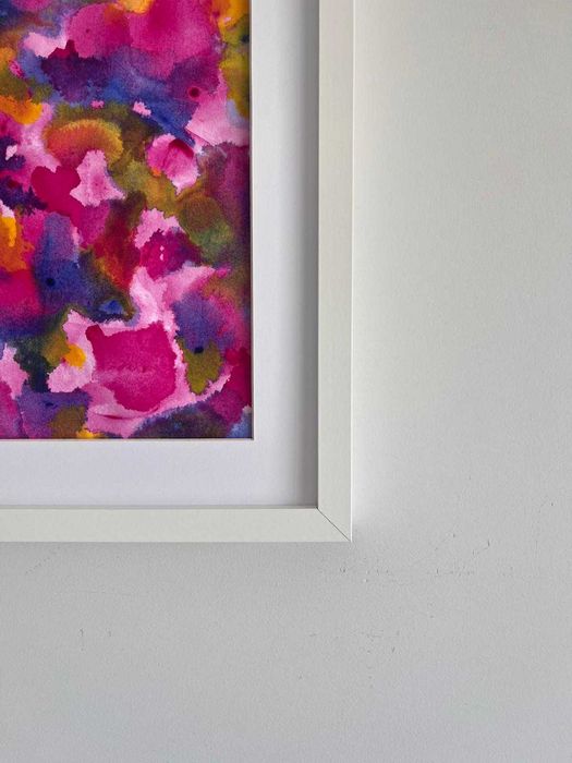 Quadro - Pintura abstrata em acrílico com moldura