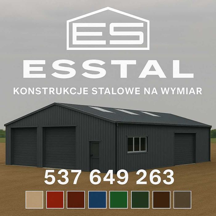 Garaż Blaszany GRAFITOWY | Hala | Wiata  Wysoki Wjazd  Hala – ESSTAL*