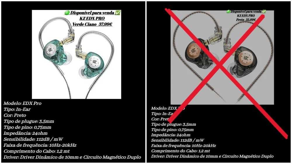 KZ EDX PRO Verde, Preto e transparente. fone de ouvido / Auriculares