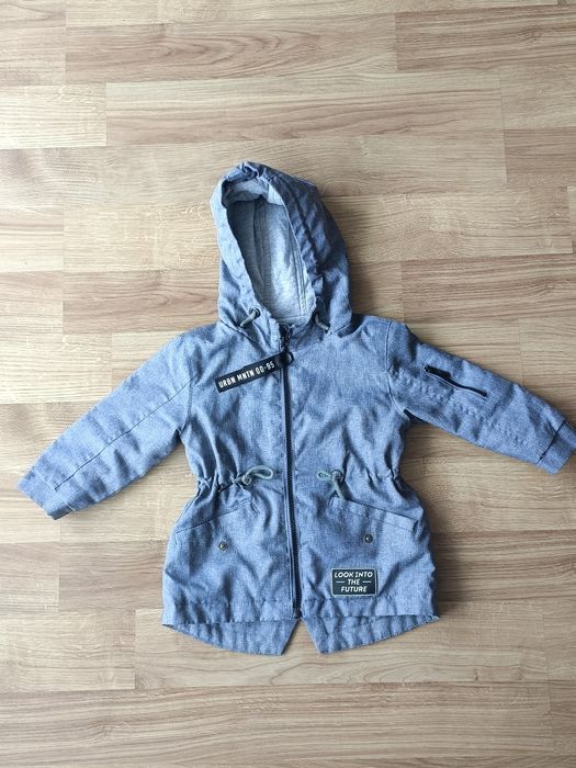Kurtka parka dla dziewczynki dziewczęca szara na wiosnę wiosenna 92