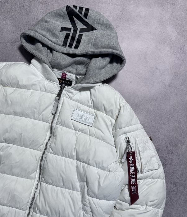 ‼️Оригінальний‼️ бомбер MA-1 ZH White Print Puffer FD Bomber Jacket cwu 45 hooded