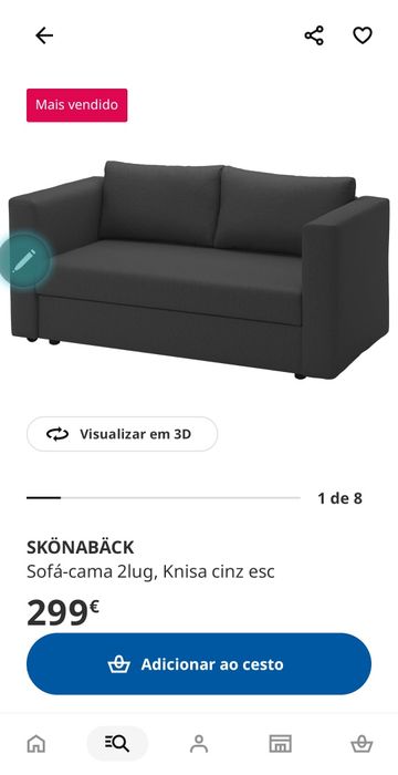 Sofa cama 2 lugares Skonaback Ikea