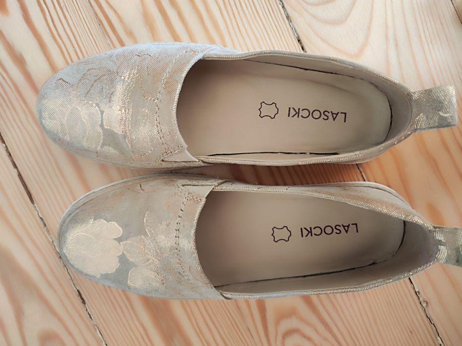 Skórzane beżowe trampki/espadryle Lasocki rozm. 36
