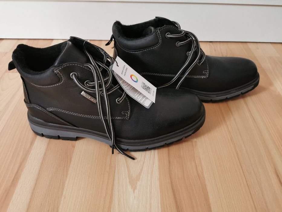 Lanetti 40 buty zimowe półbuty trzewiki lekko ocieplane czarne