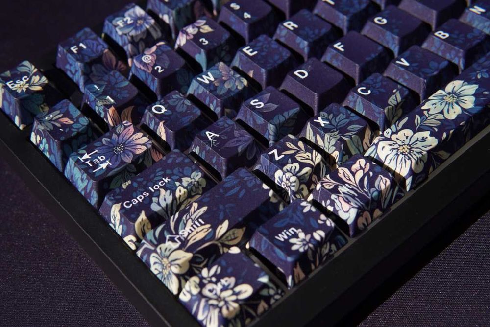 Cicha klawiatura mechaniczna – kwiatowy motyw, silent tactile, 75%