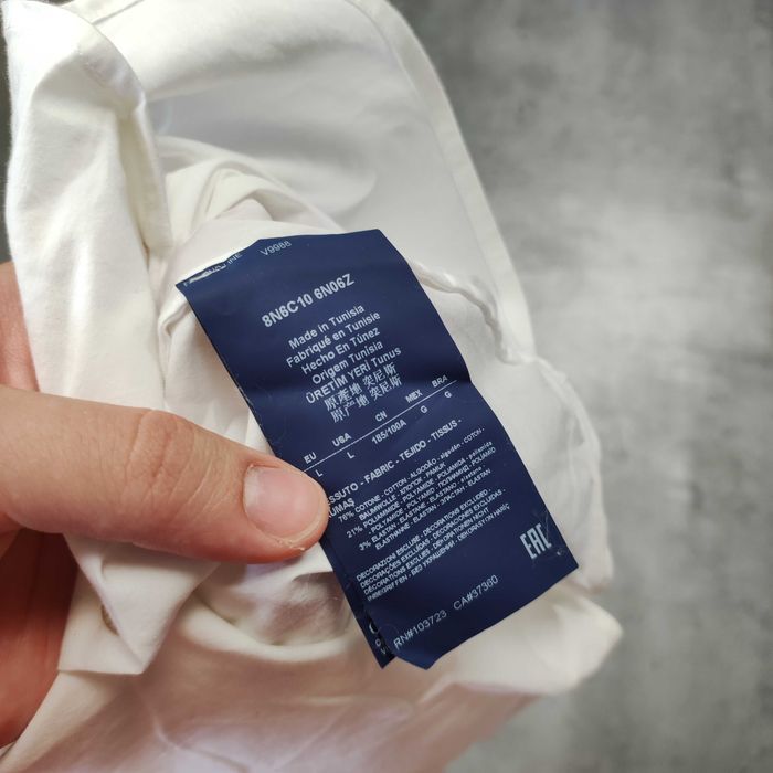 MĘSKA Elegancka Koszula Krótki Rękaw Biała Emporio Armani Jeans Haft