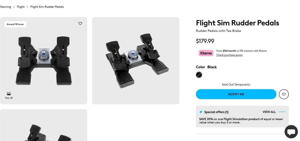 Logitech Pro Flight Rudder Pedals, Pedais simulador voo