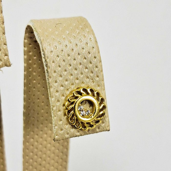 Nienoszone Złote Kolczyki Ażurowe Koła Sztyft 585 1,01G 0,8CM