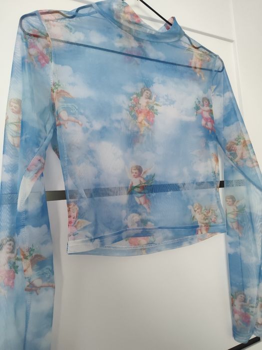 Siateczkowa krótka bluzeczka S w aniołki