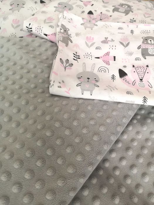 Komplet pościeli dziecięcej+dwustronny koc Minky z wypełnieniem