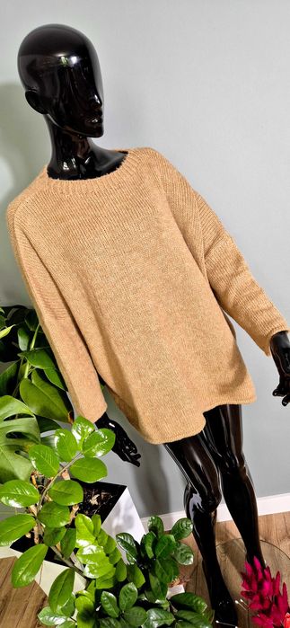 Nowy sweter damski beżowy brązowy oversize Black colour