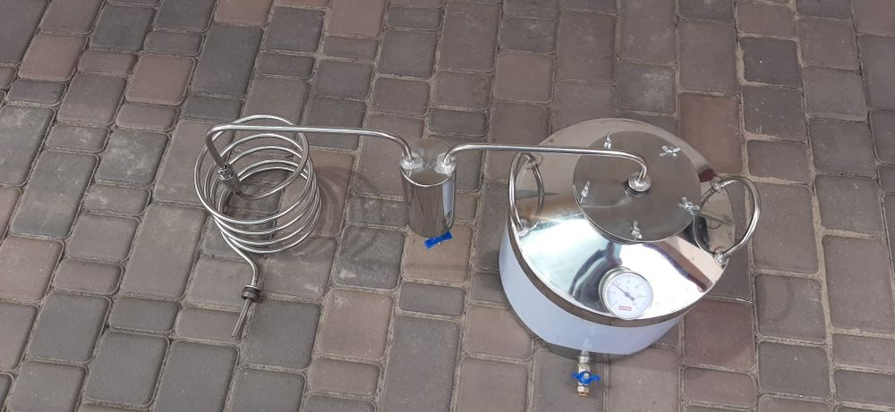 Дистиллятор под НЕпроточную воду, аппарат с пищевой нержавейки aisi304