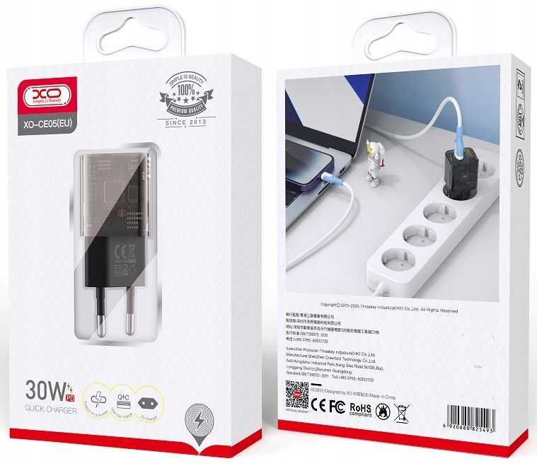 ładowarka sieciowa XO 30W UCB, C USB A czarna