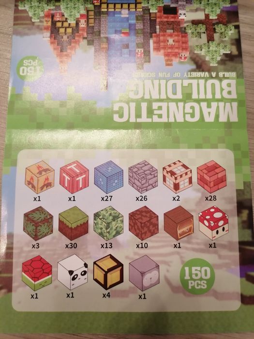 258szt klocki magnetyczne typu Minecraft (2 zestawy)