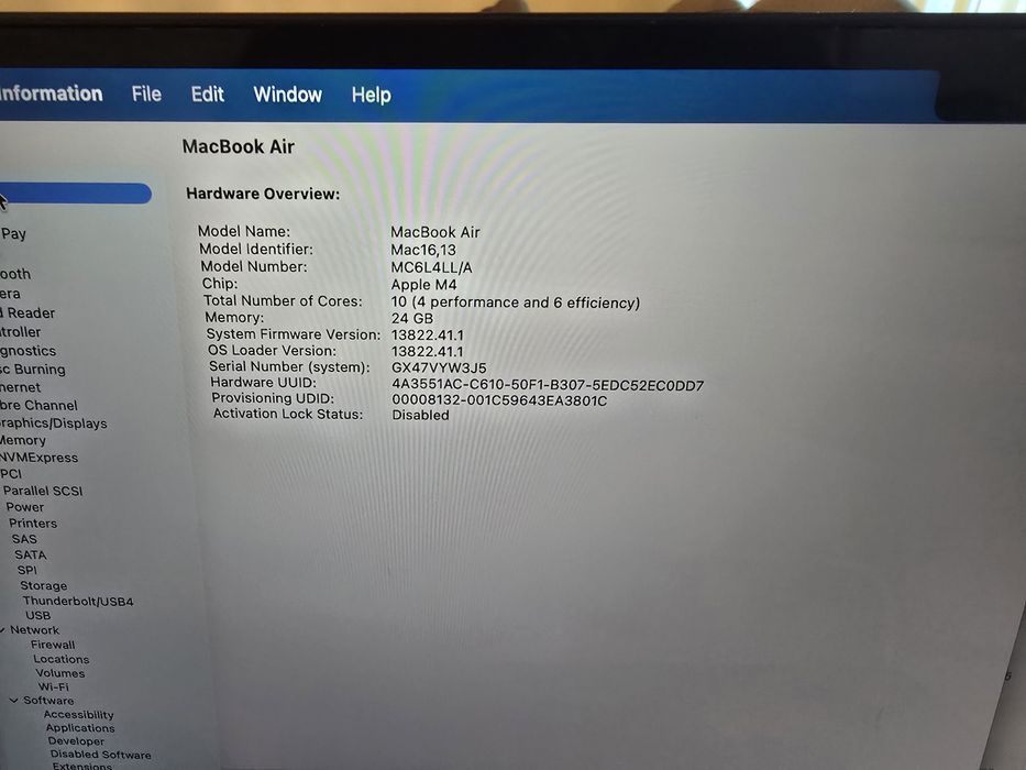 MacBook Air 15” M4 (2024) 24GB/512GB • USA • gwarancja do 09/2026 •