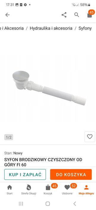 Syfon brodzikowy czyszczony od góry