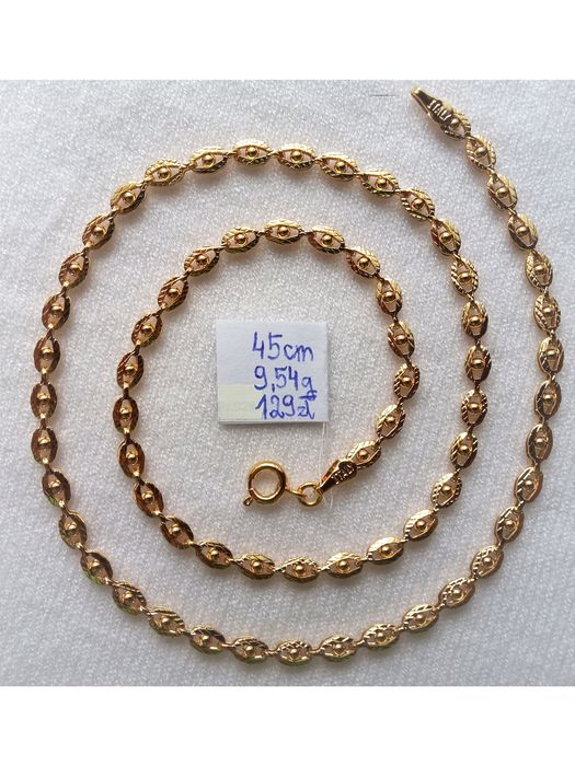 750 ITALY Pozłacana Kolia jak Żółte Włoskie Złoto Splot Etniczny 45cm