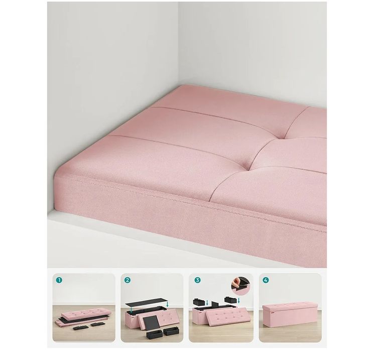 Oferta weekend Songmics Pufa, siedzisko pudrowy róż