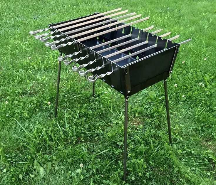 Раскладной мангал чемодан на 10 шампуров + 10 шампуров- ручка металл‼️