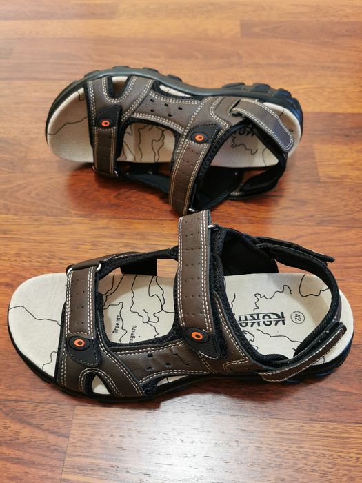 Sandały Męskie 2 W 1 z Odpinanym Paskiem z Tyłu Lekkie Wygodne Brąz