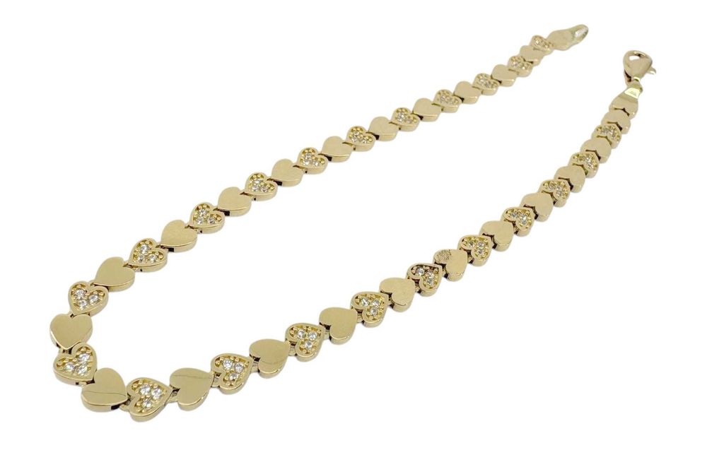 Piękna złota bransoletka serca 4,41G 585 DŁ.19CM