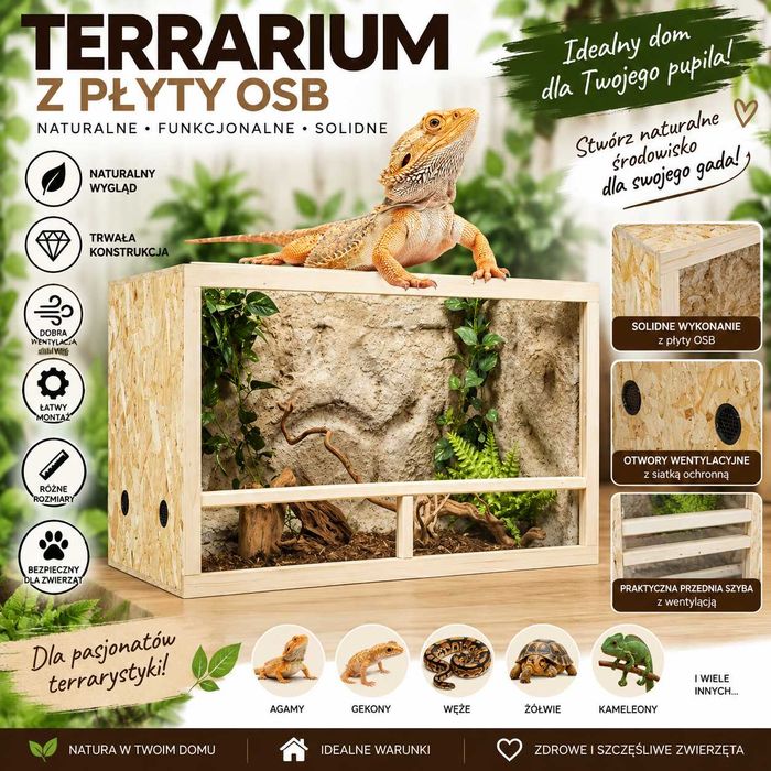 Terrarium z płyty OSB 120x80x80 cm