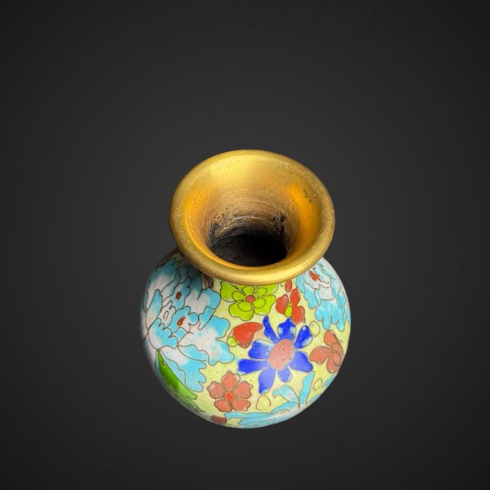 Wazonik wazon emalia cloisonne kolorowe kwiaty B51/082322
