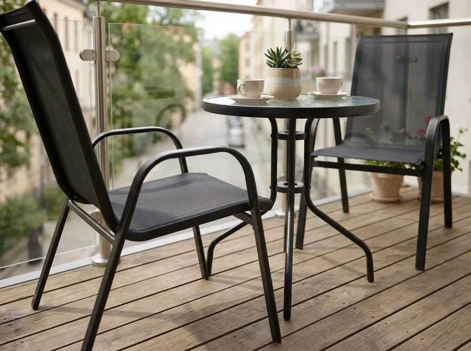 Meble Ogrodowe na Balkon Taras Zestaw Stolik + 2 Krzesła Nowe