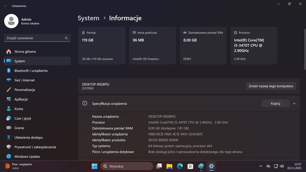 Lenovo ThinkCente Tiny M92p/ SSD 128GB/Ram 8GB/Windows 11 Pro